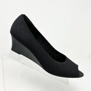 VIVAIA Womens Wedge Pump Peep Toe Slip-On Dress Shoes Black Comfort 41.5